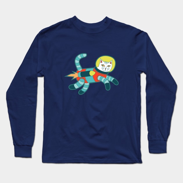 Catstronaut Long Sleeve T-Shirt by pinkowlet